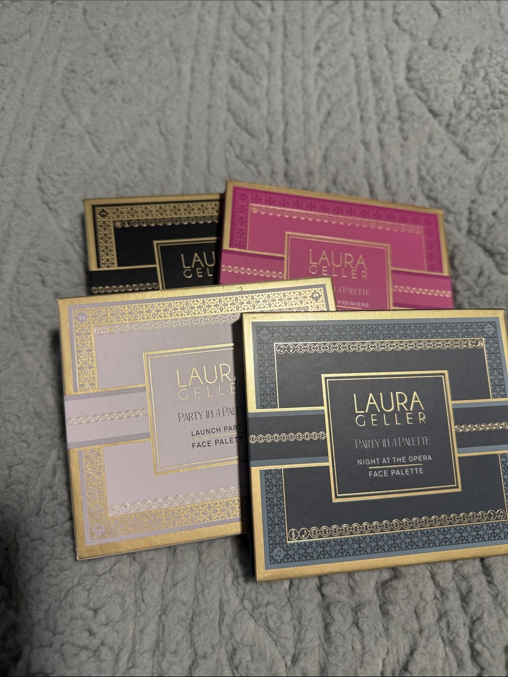 Laura Geller Assorted Gold-Trim Face Palettes - Black, Pink, Lavender, Navy